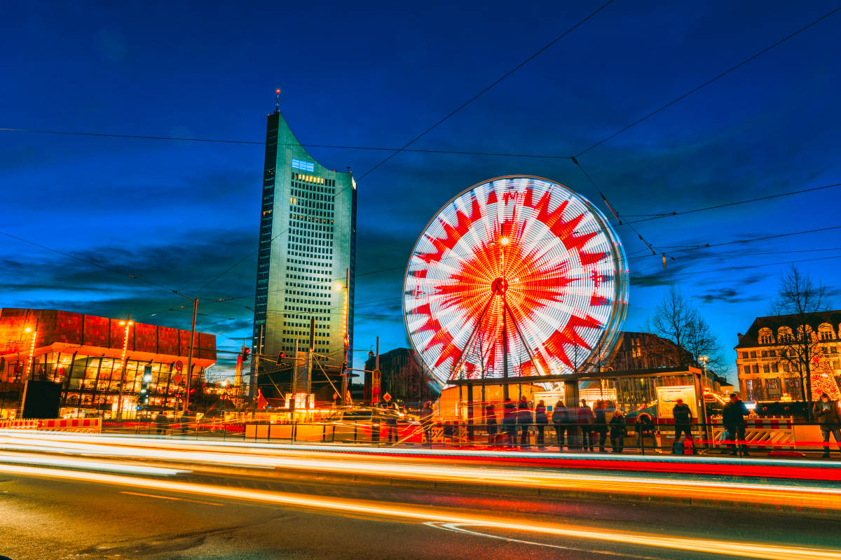 Weihnachtsmarkt Am Augustusplatz In Der Altstadt Von Leipzig, Sachsen, Deutschland Leipzig bei Nacht