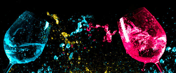 Glasses Of Wine Or Champagne With The Abstract Colorful Water Sp Party night in Capri